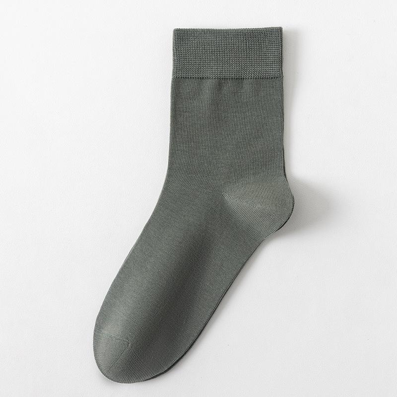 Cotton Spring and Autumn Pure Cotton Men's Socks, Men's Mid-leg Cotton Socks, Business Anti-odor, Sweat-absorbing, Antibacterial, Solid Color