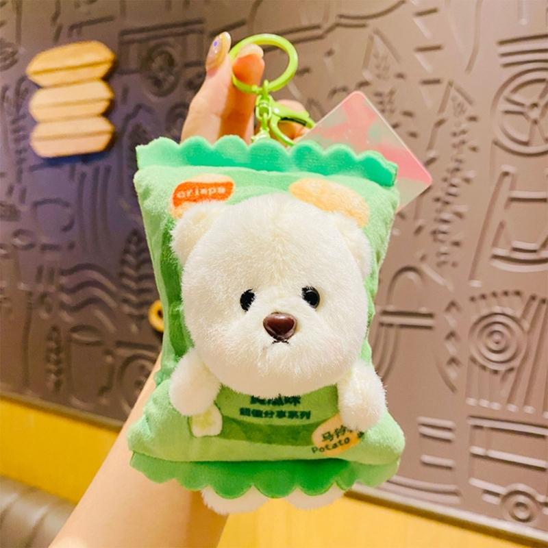 Cartoon Plush Keychain Stylish Keyring Holder for Women Girls Stuffed Pendant Hanging Ornament Bag Charm Decoration