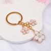 Alloy Cherry Blossom Keychain Enamel Coating Pearl Drop Keyring Lovely Flower Key Holder  Daily Use