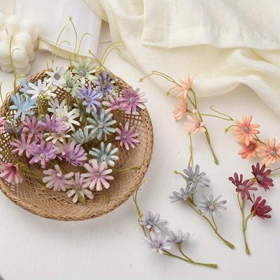 10pcs/lot  Simulated Flowers with Three Small Daisies for Wedding Decoration DIY Flower Arrangement Hotel Home Decoration and Simulated Flowers