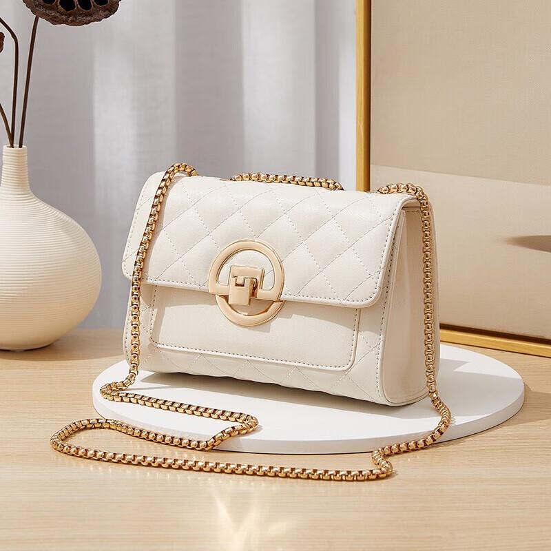 RED DRAGONFLY Women's Handbag, Cowhide Crossbody Bag, Shoulder Bag, Square Bag, White