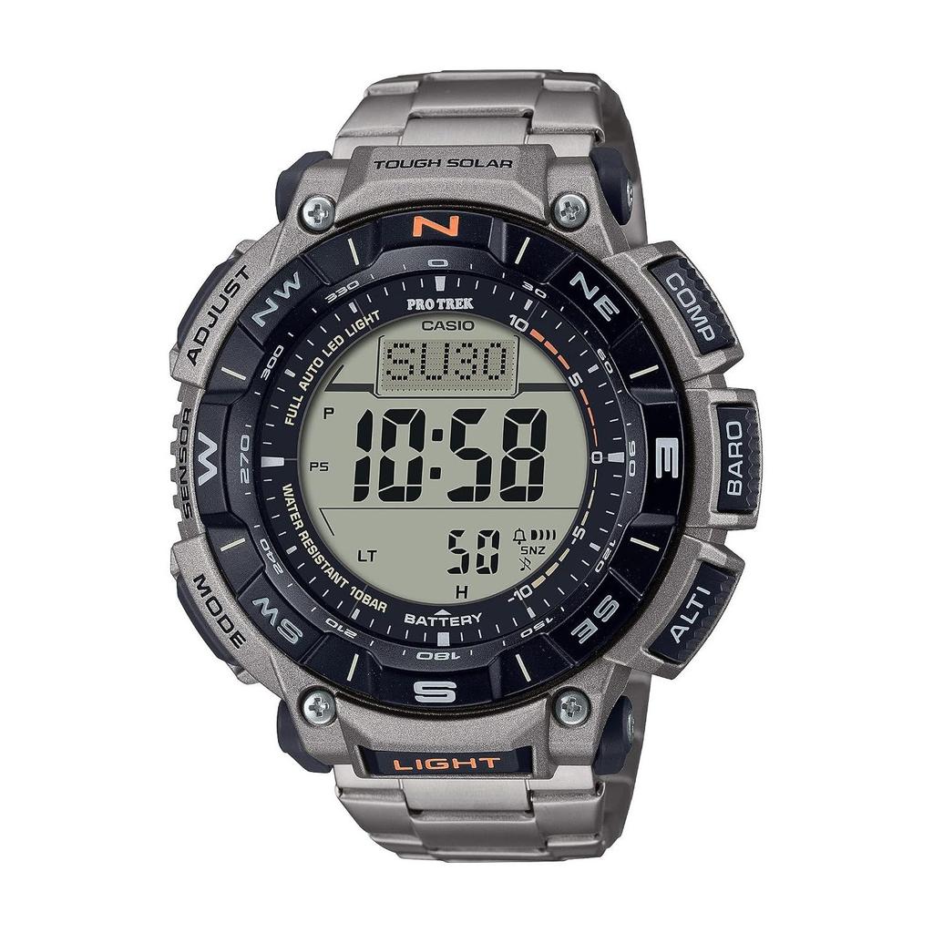 Casio серия PRG340 Pro Trek Водонепроницаемость 100 метров Компас Альтиметр Барометр Термометр Tough Solar Питание от солнечной энергии Секундомер 1/100 сек Таймер обратного отсчета Мировое время