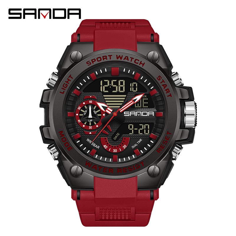 Sanda 6024 Outdoor Sports Shockproof Waterproof Luminous Watch - Unisex Multifunctional Electronic Watch