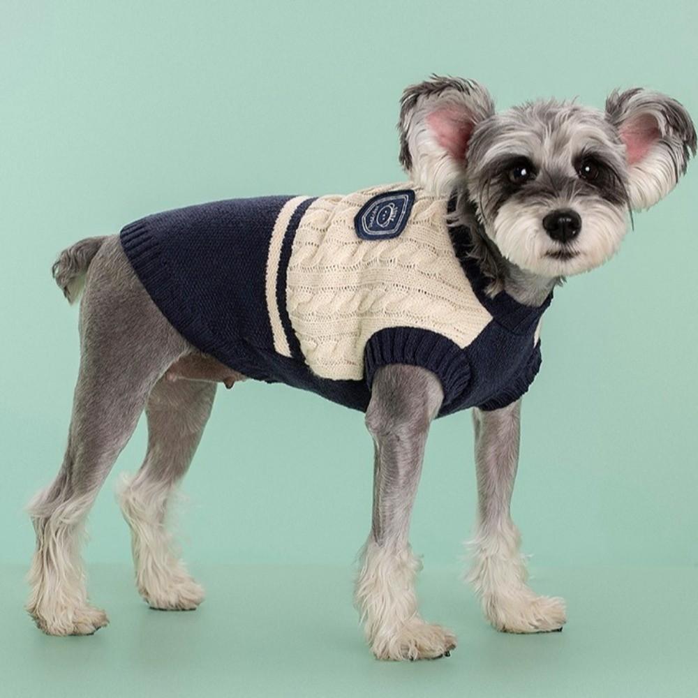 Round Neck Pet Knitted Vest College Style Dog Pullover Dog Warm Sweater Outdoor Activities