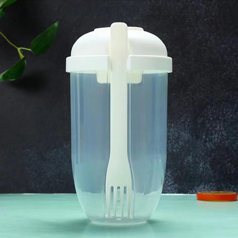 

Portable Salad Cup with Fork Bento Box Food Container for Breakfast School Lunch Yogurt Oatmeal Cereal Milk Storage Milk Cup белый
