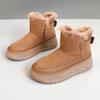 XFH New Winter Velvet Solid Color Short Boots Thick-soled Casual Warm Cotton Shoes Snow Boots