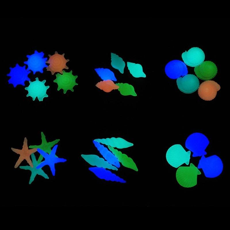 50 Pcs/1 Pack Fish Tank Landscaping Luminous Stone Luminous Small Stone Luminous Conch Fluorescent Shell Luminous Simulation Starfish Home Decoration