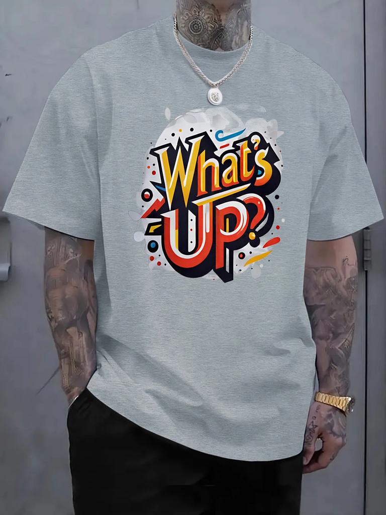 Whats Up Graphic Print TShirt 100 Cotton ONeck Short Sleeve Summer Casual Mens Tshirt Streetwear