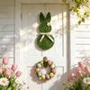 Easter Bunny Decoration Easter Bunny Door Sign Wooden Wreath with Hanging Welcome Bow Farmhouse Rabbit Decor Artificial D0W8