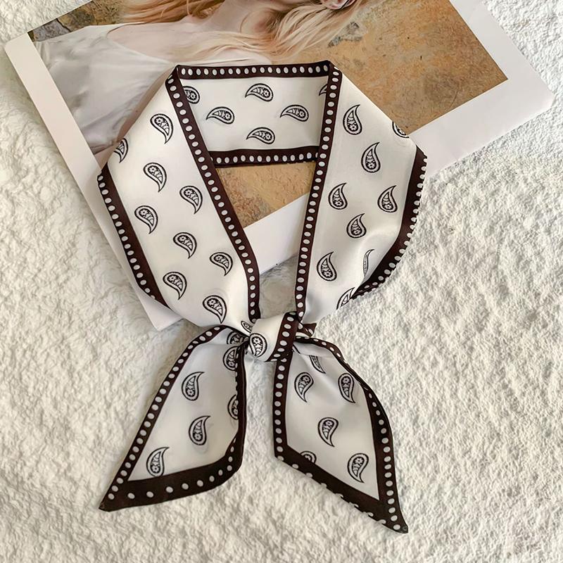 New Luxury Narrow Short Silk Scarf for Woman Skinny Scarves Paisley  Hairband Small Bag Tie Hangbag Handle Ribbon Kerchief