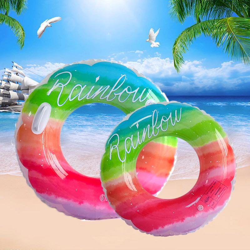 New Rainbow Flower Swimming Ring Water Sports Internet Celebrity Little Fairy Thickened PVC Children's Swimming Ring
