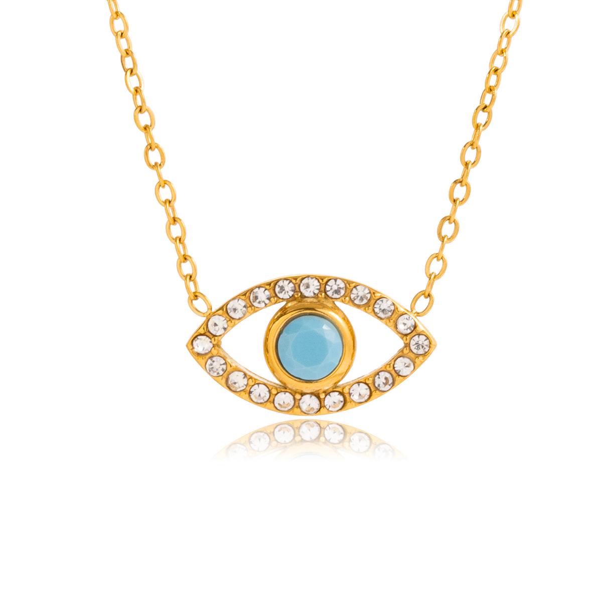 

Yori New Cubic Zirconia Blue Turquoise Devil s Eye Pendant Necklace for Women Stainless Steel Delicate Daily Sweet Jewelry