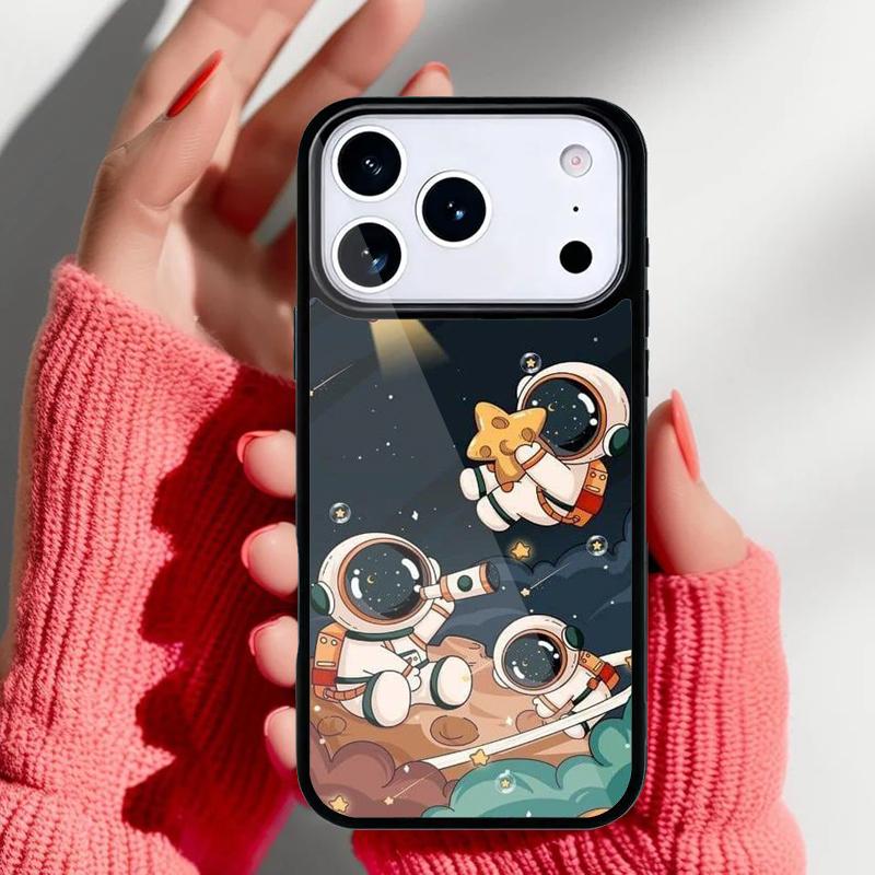 Cute galaxy Astronaut Phone Case for iPhone 17 16 15 14 13 Pro Max Back Cover for 12 11 Pro Coque