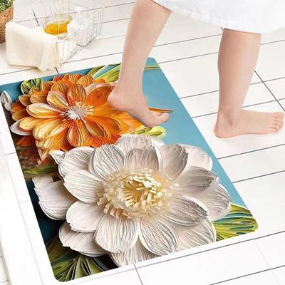 Bodenmatte 3D Visueller Effekt Blumenmuster Rutschfeste Rückseite Teppich Wohnzimmer Schlafzimmer Flur Eingangsbereich Spielzimmer Dekor