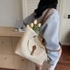 Yogodlns Women's Woven Straw Tote Bag Leather Patchwork Decor Large Capacity Casual Daily Beach Vacation Shoulder Handbag