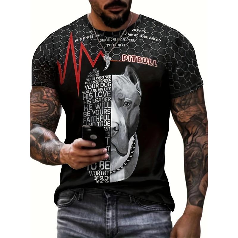 

Summer Round Neck 3D Animal Print Top Fashionable Casual Short Sleeved Men s T-shirts XS