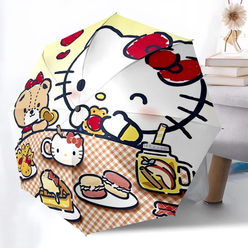 1pc Hello Kitty Automatic Opening/Closing Umbrella with Foldable Design, 8-Bone Iron Frame, Outdoor, Perfect Gift for Fans, Travelers, Everyday Use, S