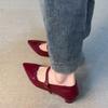 Sheepskin Version~ Pointed French Temperament Elegant and Fashionable Summer Versatile Thick Heel with Daily Commuting Women's Single Shoes