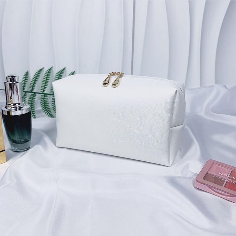 Dopaminová kožená kosmetická taška na úschovu make-upu, osmihranná malá čtvercová taška, jednoduchá jednobarevná dárková kosmetická taška