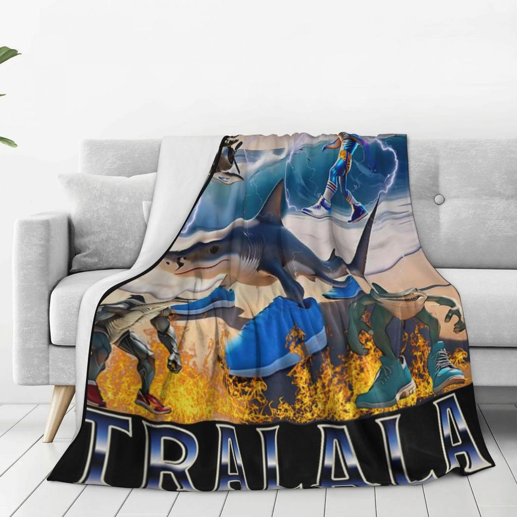 Tralalero Tralala - Italian Brainrot Meme Blankets Travel Office Flannel Throw Blanket For Couch Chair Soft Warm