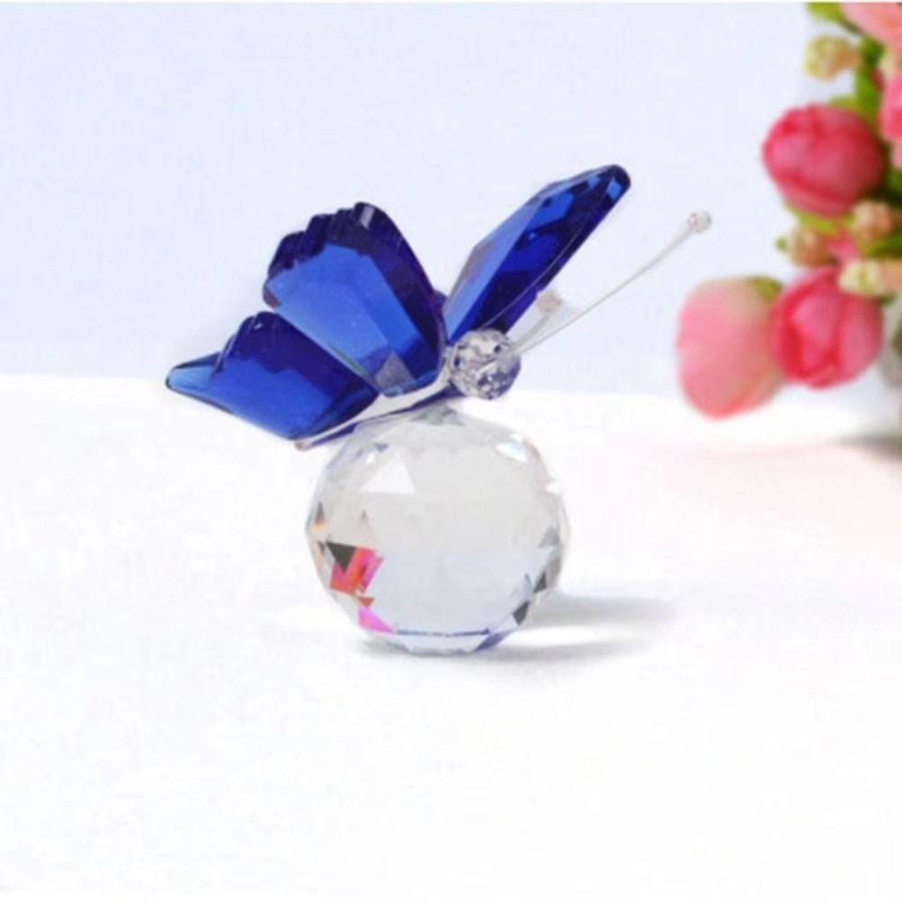 Unique 3D Sparkling Butterfly Sculpture Crystal Handicrafts Multicolored Prismatic Butterfly Ornament Transparent Simple