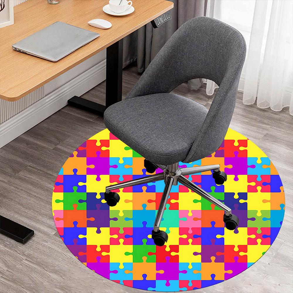 1pc Puzzle Pieces Round Chair mat Area Rug - Non-Slip, Floor Mat for Office, Bedroom, and Indoor Decor c1125704