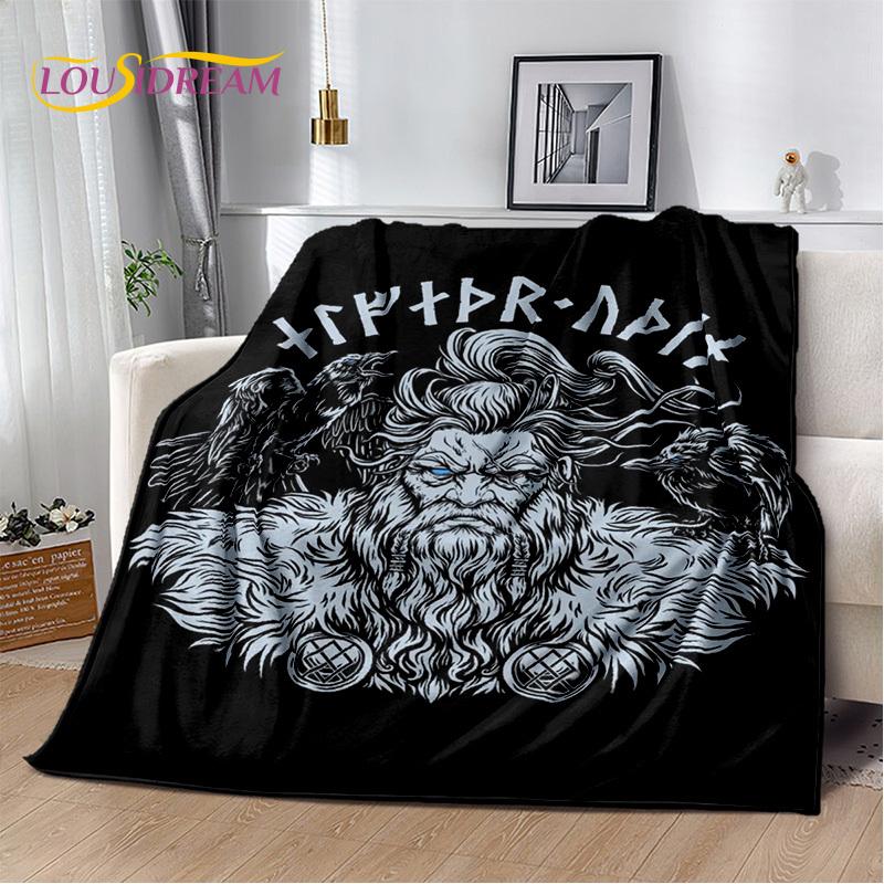 Viking Nordic Odin Valhalla Cartoon Valknut Blanket,Soft Throw Blanket for Home Bedroom Bed Sofa Picnic Office Travel Cover Kids