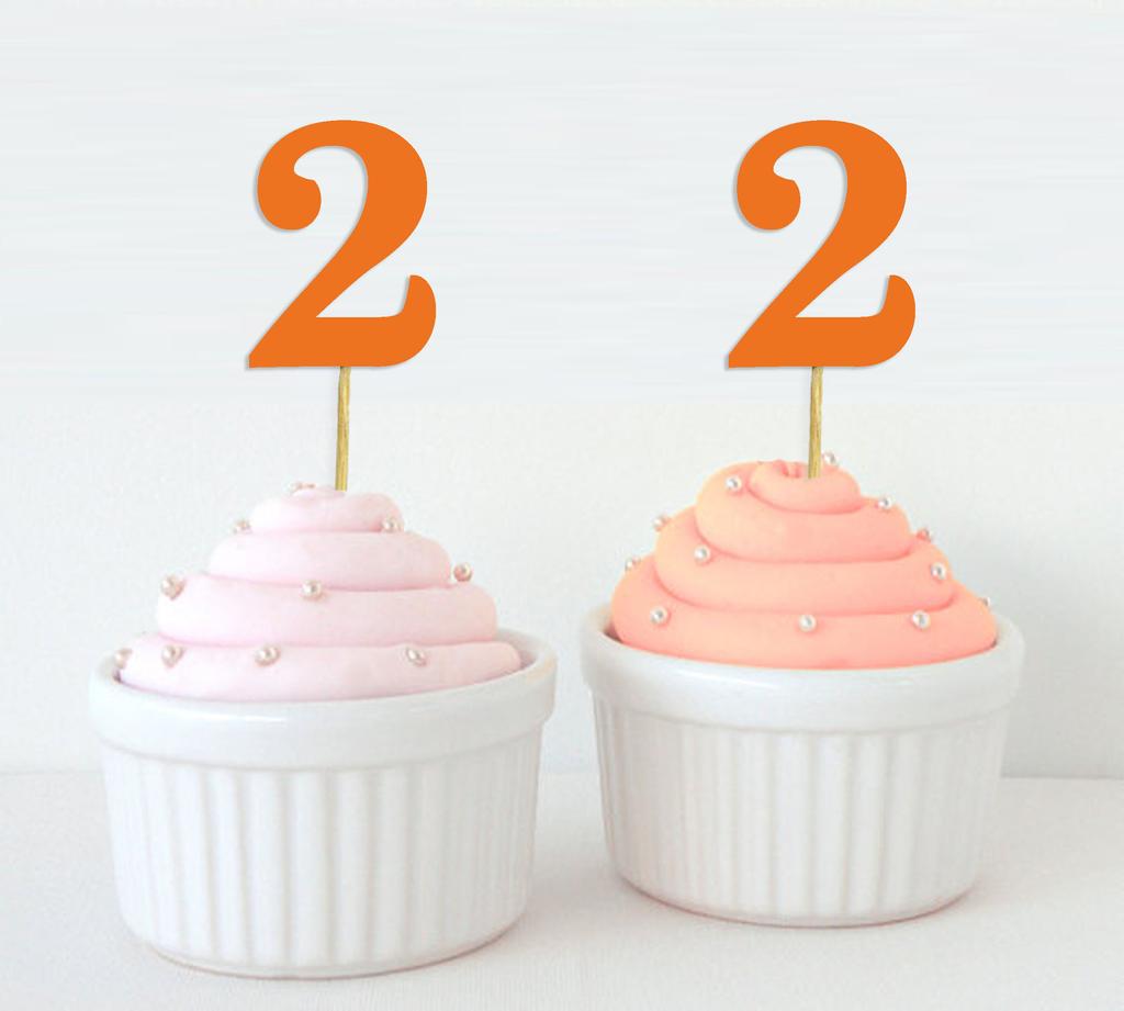 Darling Souvenir Number 2 Birthday Cupcake Toppers Birthday  Anniversary Party Dessert Decorations - Pack Of
