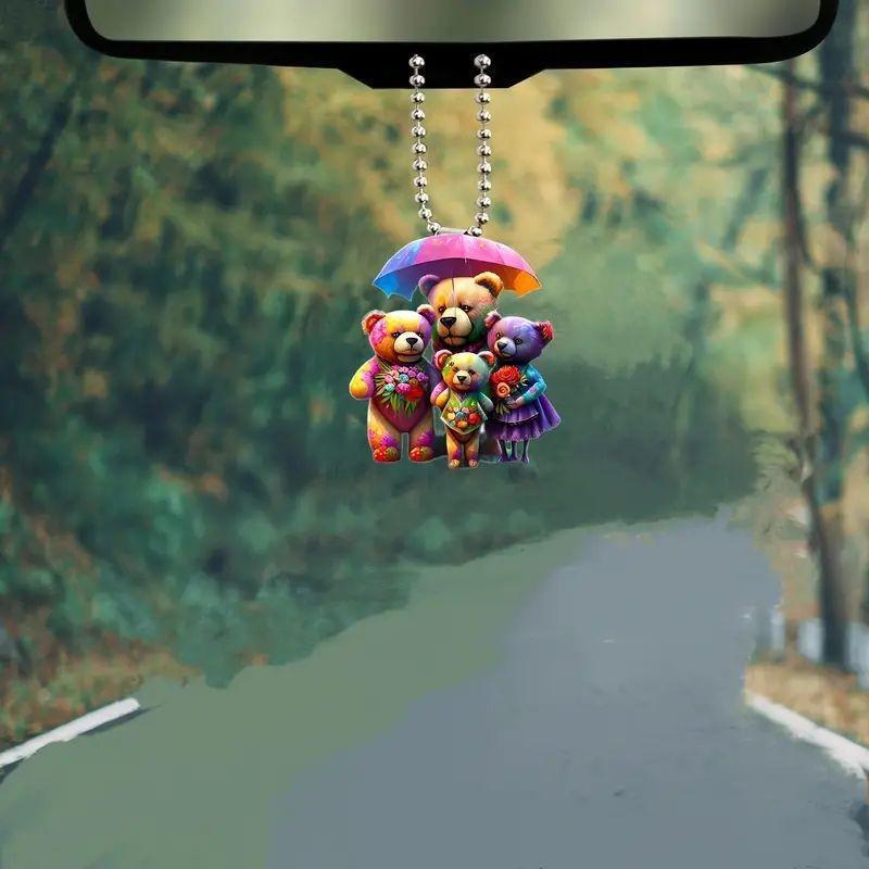 Cute Acrylic Cartoon Car Hanging Decoration Keychain Accessory For Stylish Interiors