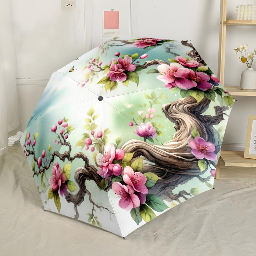 Floral Still Life Bouquet Portable Automatic Umbrella Compact 8-Rib Design Durable Plastic & Iron Durable Everyday Carry Umbrella Elegant Umbrella