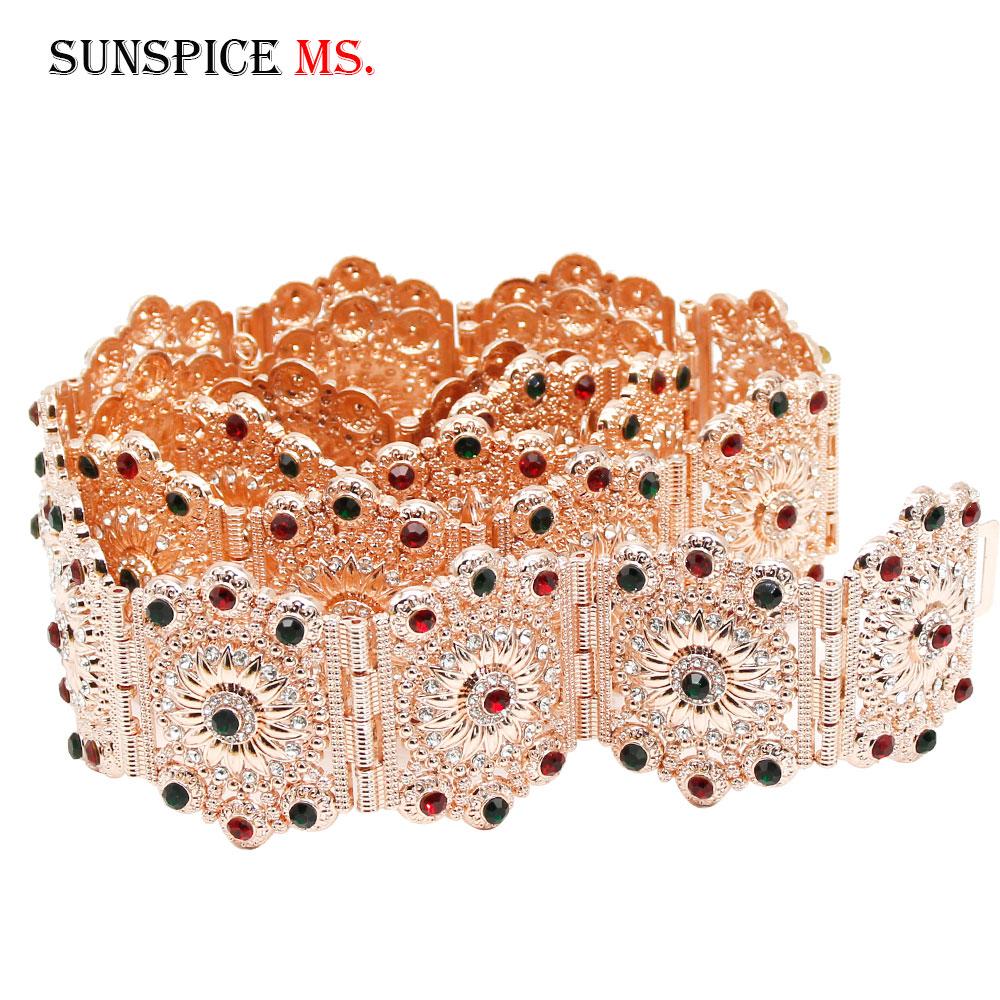 Gold Color Belt Wedding Jewelry Full Rhinestone Metal Waist Chain Bridal Bijoux Gift