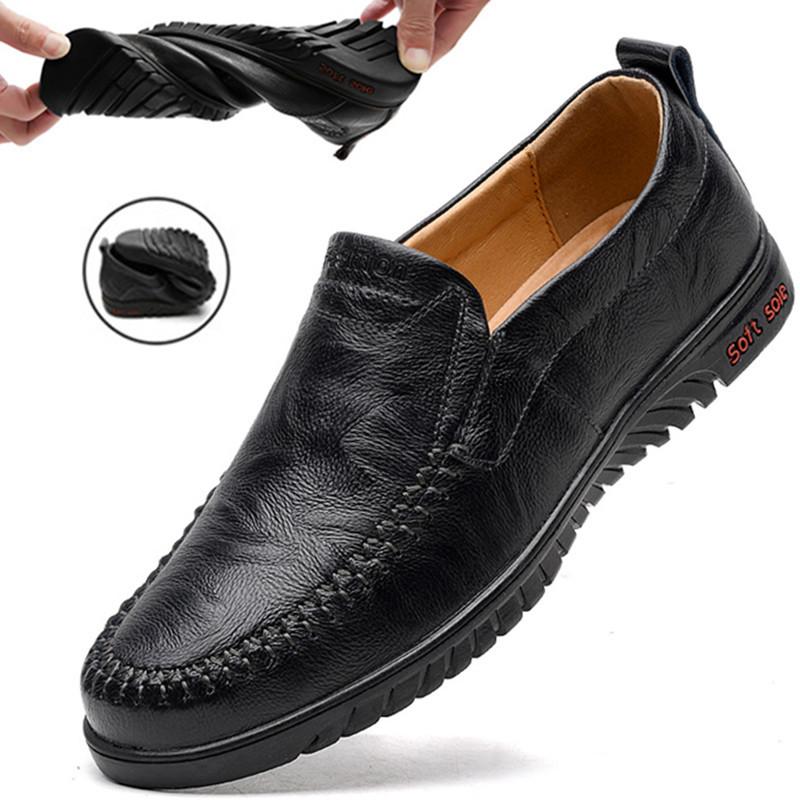 Plus Size Spring Shoes Male Genuine Leather Fashion Youth Men's Casual Leather Shoes Cowhide Men's Shoes