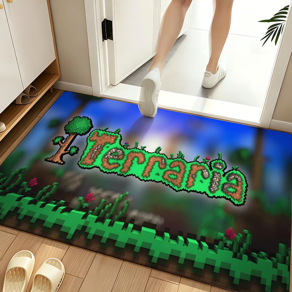 Game T-Terraria Floor Mat Soft Flannel Entrance Door Mat Non Slip Absorbent Bathroom Bedroom Floor Rug