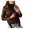 Women's PU Leather Motorcycle Jacket - 2026 Korean Style, Slimming, Short Trendy Fall/Winter Outerwear