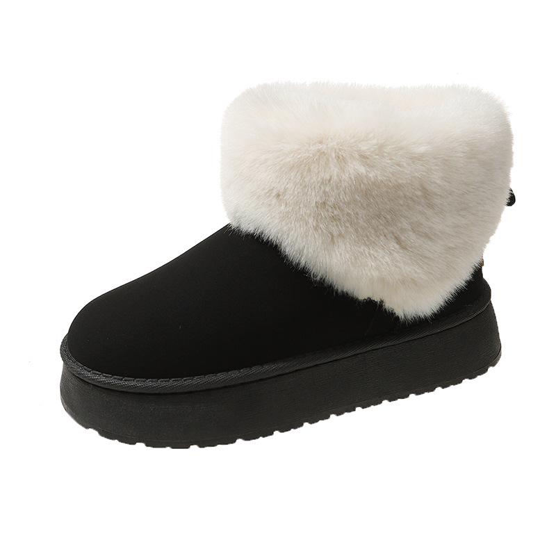 Fashion Platform Shoes Winter Women Thick Sole Snow Boots Fashion Warm Platform Round Toe Plush Casual Botas De Mujer Non-slip Shoes