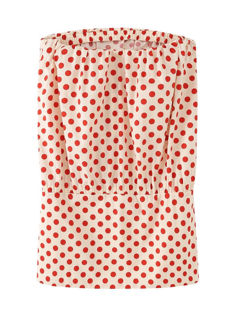 Spring 2026 European & American Style Women's Polka Dot Strapless Dress