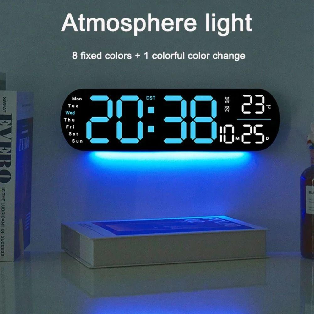 Ambient Lights Large LED Display Clock Electronic Alarm Clock  Living Room Decor