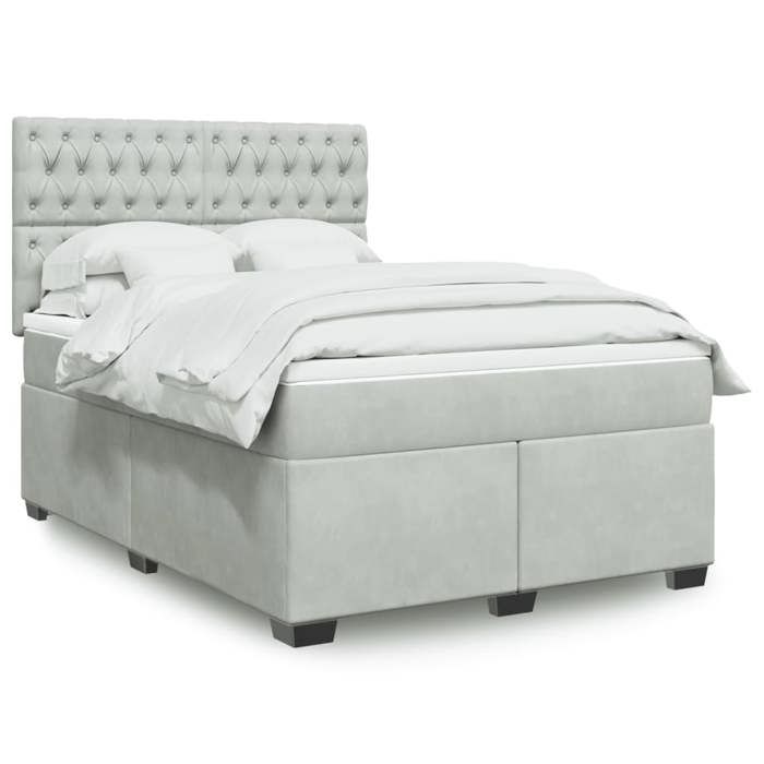 VidaXL Sommier à lattes de lit et matelas Gris clair 160x200cm Velours, lit, lit à plate-forme, lit à panneaux, meuble de 3293260