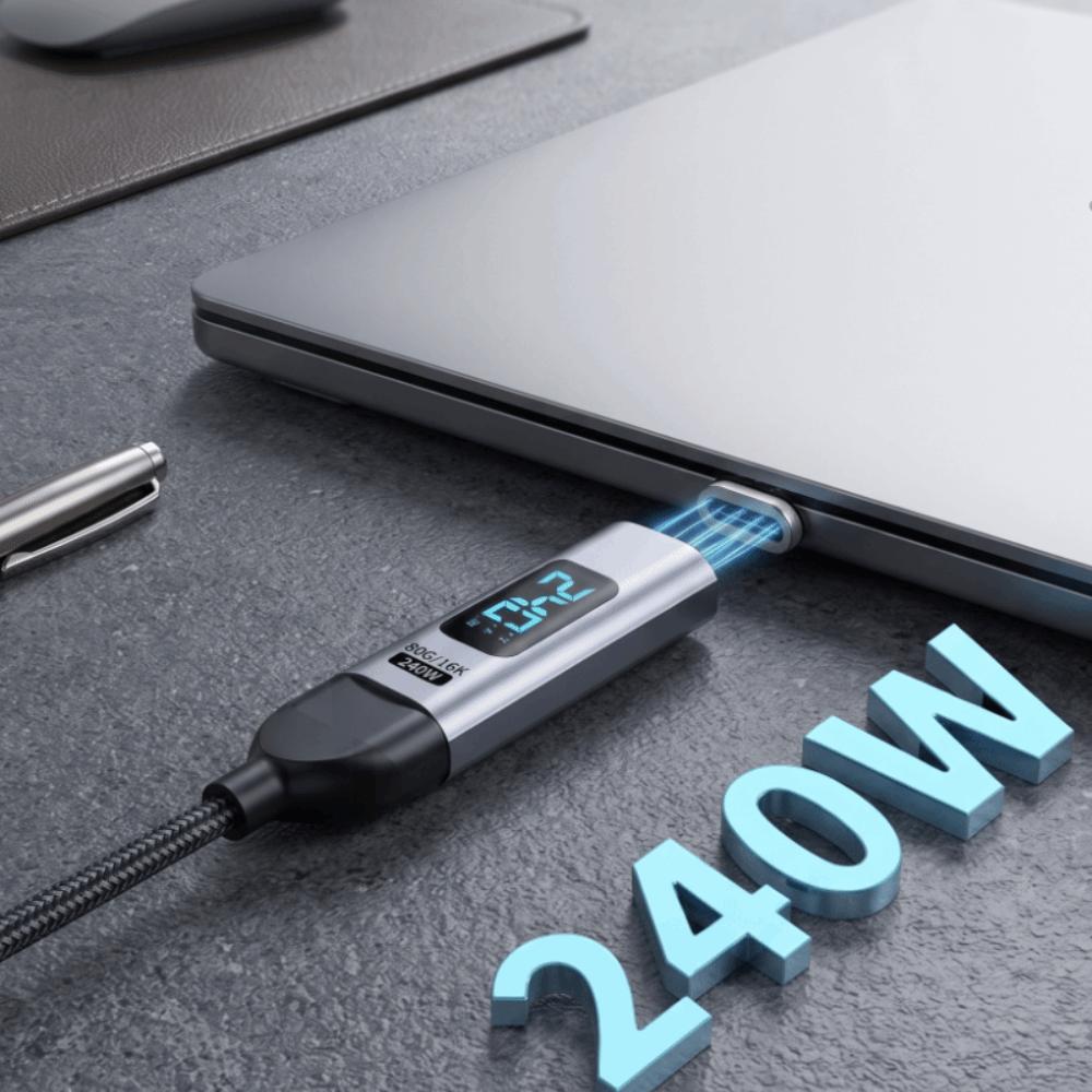 80Gbps Magnetic Adapter 240W Fast Charging Adapter Cable Type C Adapter  Magnet Charge