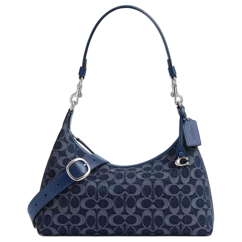 

COACH Juliet 30 Classic Signature Denim Presbyopia Fabric Crossbody Shoulder Bag Large Women s Dark Blue синій