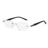 MODFANS Presbyopia Reading Glasses Blue Light Refractive Rimless Blue Light Blocking Glasses Men Correction Transparent Eyewear