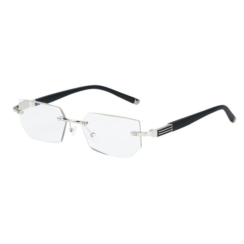 MODFANS Presbyopia Reading Glasses Blue Light Refractive Rimless Blue Light Blocking Glasses Men Correction Transparent Eyewear