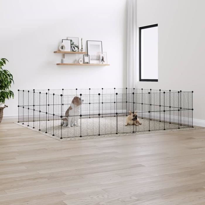 3114042 vidaXL Cage animaux de compagnie à 60 panneaux et porte Noir 35x35 cm