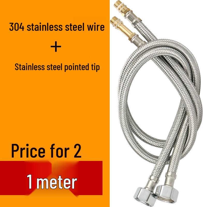 304 Stainless Steel Braided Flexible Hose for Kitchen Faucet - Hot/Cold Inlet Pipe