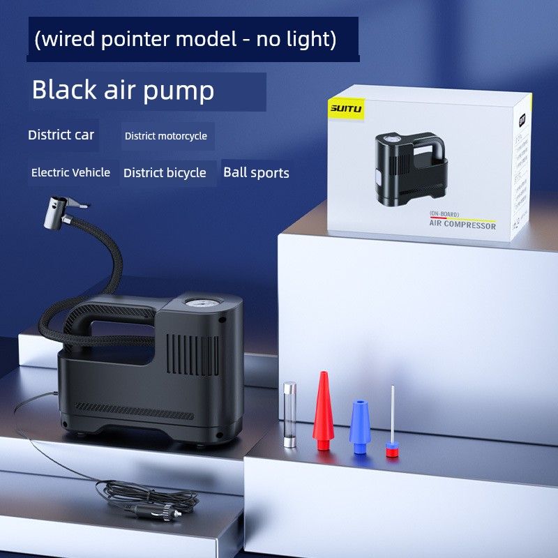 Car-Mounted Air Pump, Multi-Functional Electric Air Pump for Car Tires, Portable Air Pump, High-Power Car Air Pump Pointer Without Light (Wired)