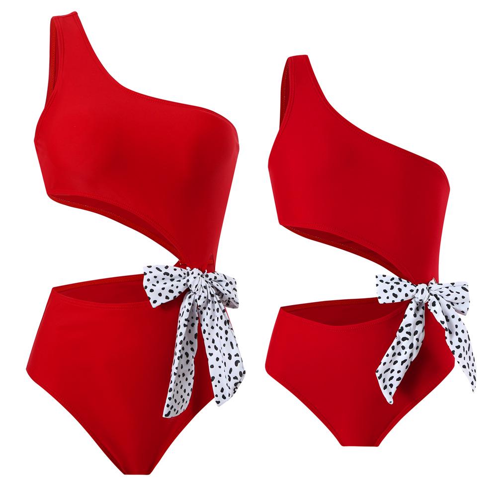 Costum de baie de damă decupat, cu un umăr, părinte-copil, 2024