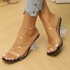 Large Size Chunky Platform High-heeled Flip-flops for Women, New Style Square Toe Slip-on Shoes Devotion