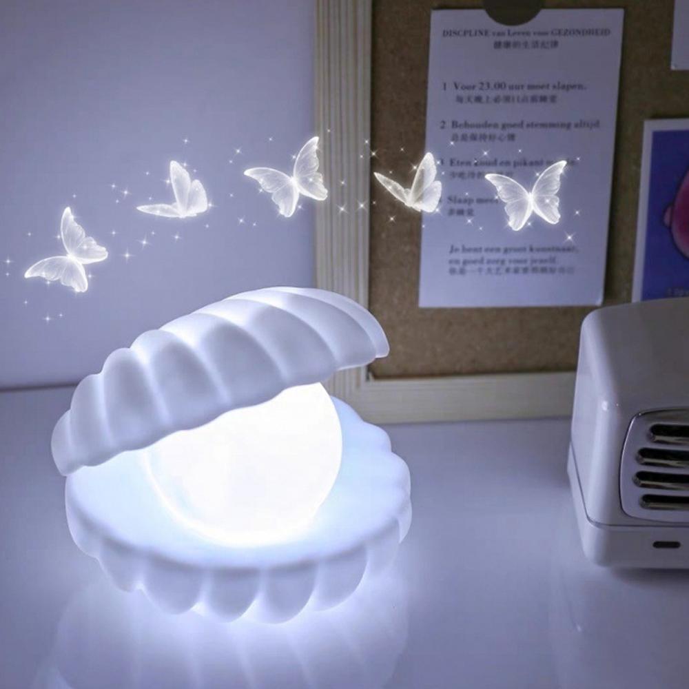 Neu Keramik Shell Perle LED Nachtlicht Streamer Fee Shell Nordic Nacht Lampe Nacht Wohnkultur Schlafzimmer Nacht
