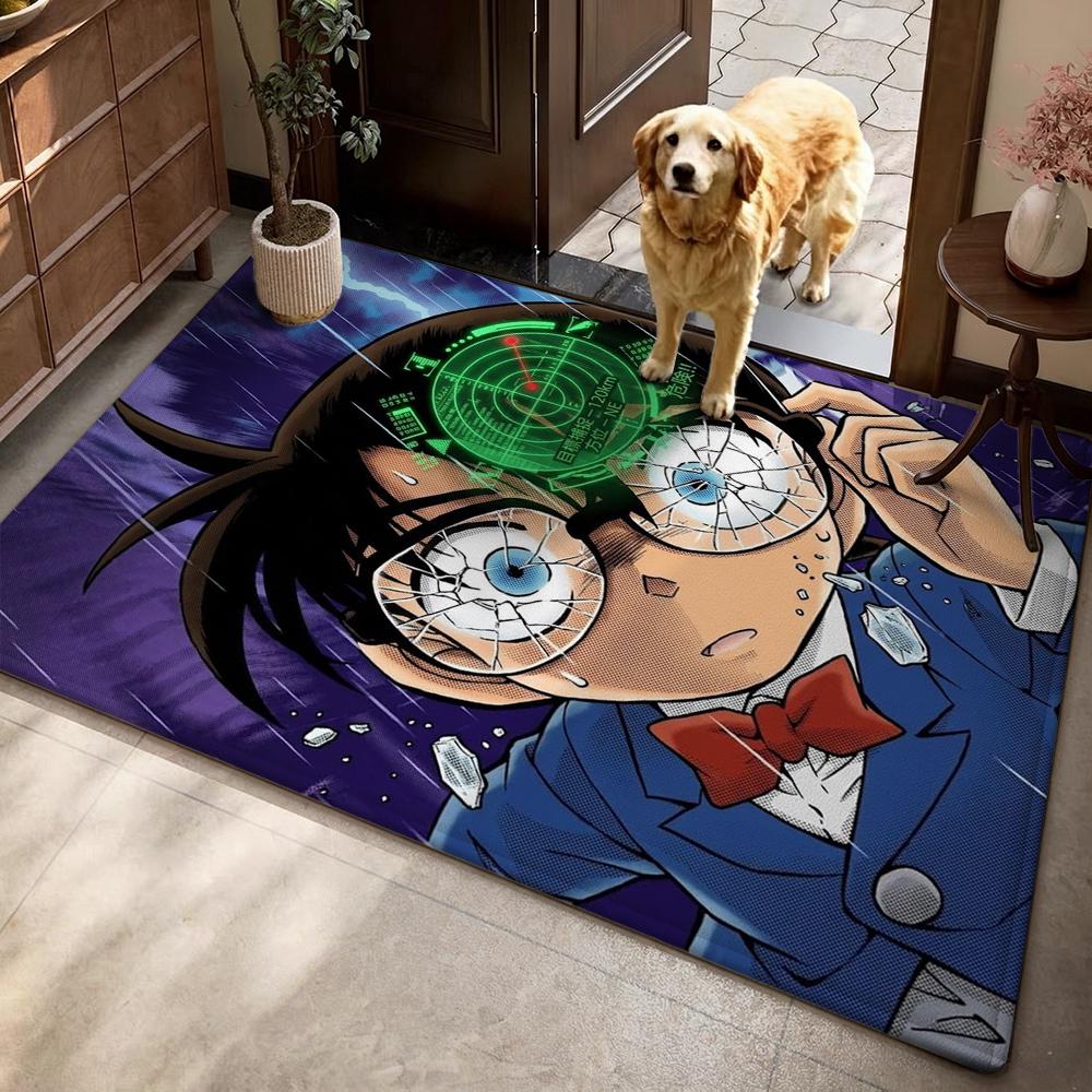 Detective Conan Mystery Adventure Theme Rug Absorbent Nonslip Carpet For Living Room Coffee Table Home Party Decor Gift For Friends