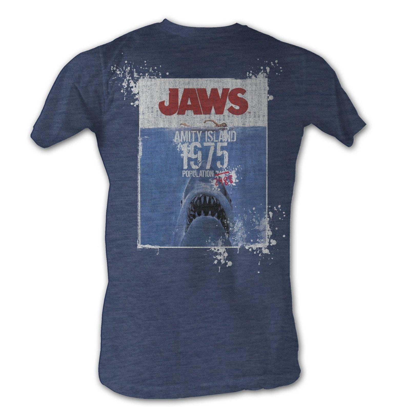 Jaws Population Navy Heather Adult T-Shirt 3XL